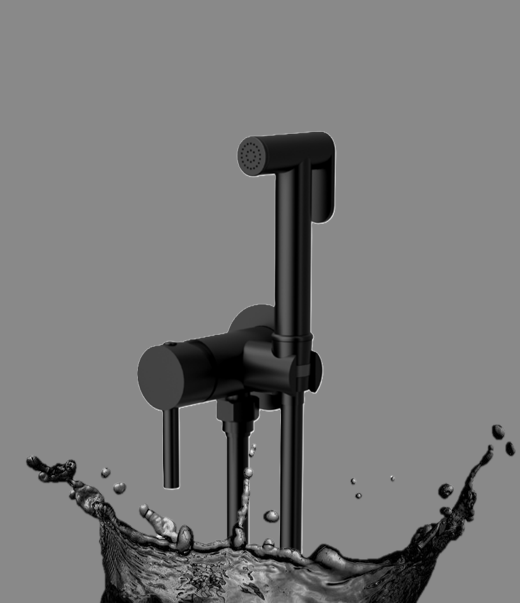 Ցնցուղ հիգենիկ ծորակով Raiber Premium, Graceful RPB-009,սև