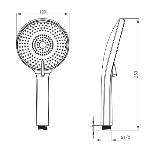 Ցնցուղի գլխիկ պլաստ. Raiber prem RPB-21,սև