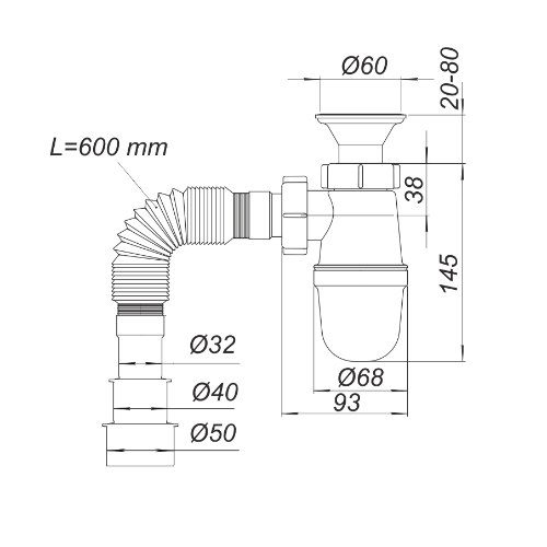 Սիֆոն 1տ SoloPlast T0116