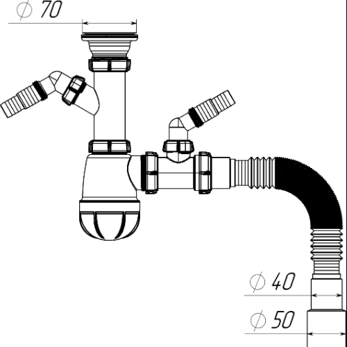 Սիֆոն խոհանոցի 1 1/2 x40+գոֆրե