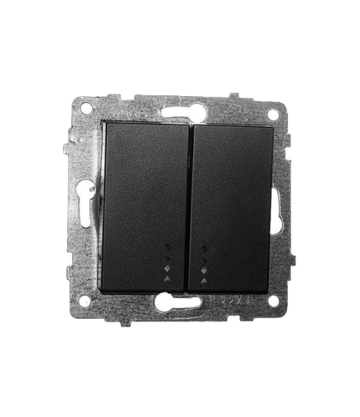 Անջատիչ 2 տեղ լույսով սև  OVIVO