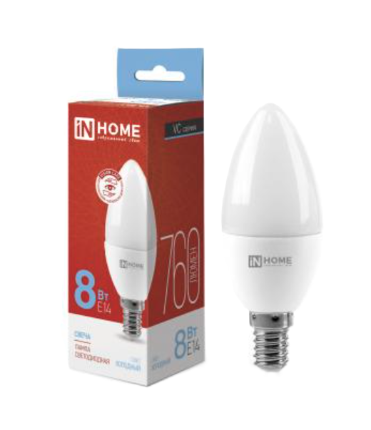 Լամպ լեդ-մոմ-standard 8W 230B E14 6500K 720 Лм