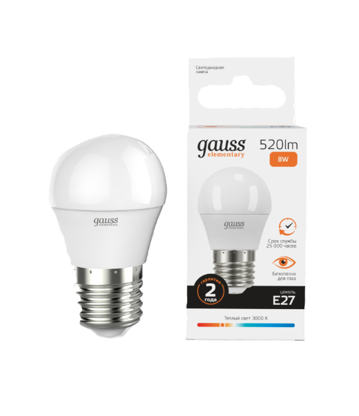 Լամպ շարիկ E27 8w 3000K 520Lm Gauss